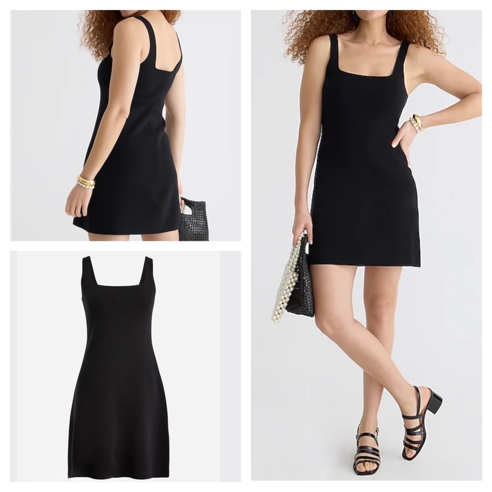 Squareneck mini sweater-dress M